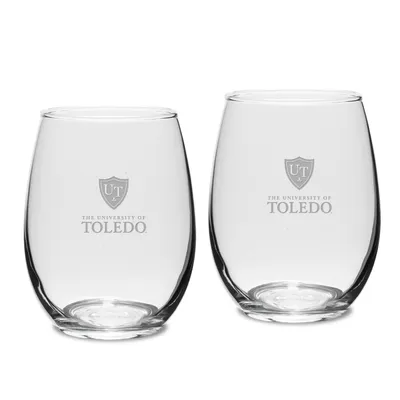 Toledo Rockets 15oz. 2-Piece Stemless Wine Glass Set