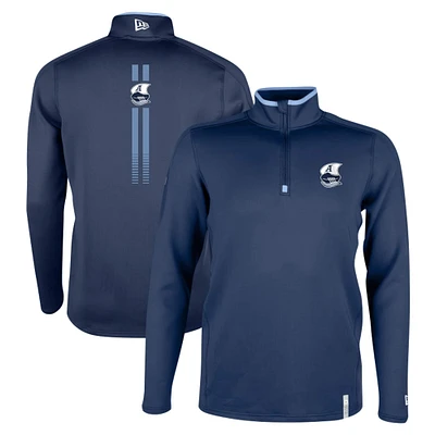 Men's New Era Navy Toronto Argonauts Sideline Edge Performance Quarter-Zip Top