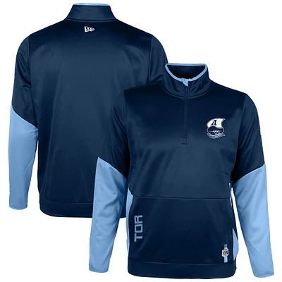 Haut en molleton Performance Sideline bleu marine New Era pour homme, avec fermeture éclair quart de tour, Toronto Argonauts