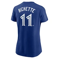 T-shirt avec nom et numéro Nike Bo Bichette Royal des Blue Jays de Toronto pour femmes