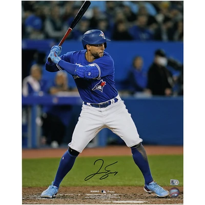 Photographie autographiée de George Springer au bâton par les Blue Jays de Toronto, 16" x 20"