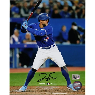 Photographie autographiée de George Springer au bâton par les Blue Jays de Toronto, 8" x 10"