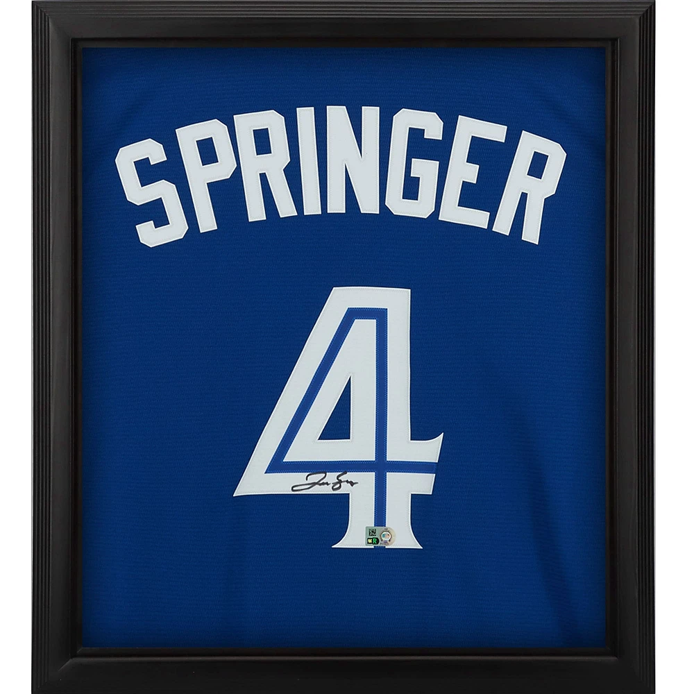 Maillot réplique alternatif encadré autographié par George Springer des Blue Jays de Toronto, modèle royal Shadowbox