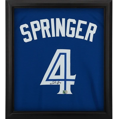 Maillot réplique alternatif encadré autographié par George Springer des Blue Jays de Toronto, modèle royal Shadowbox