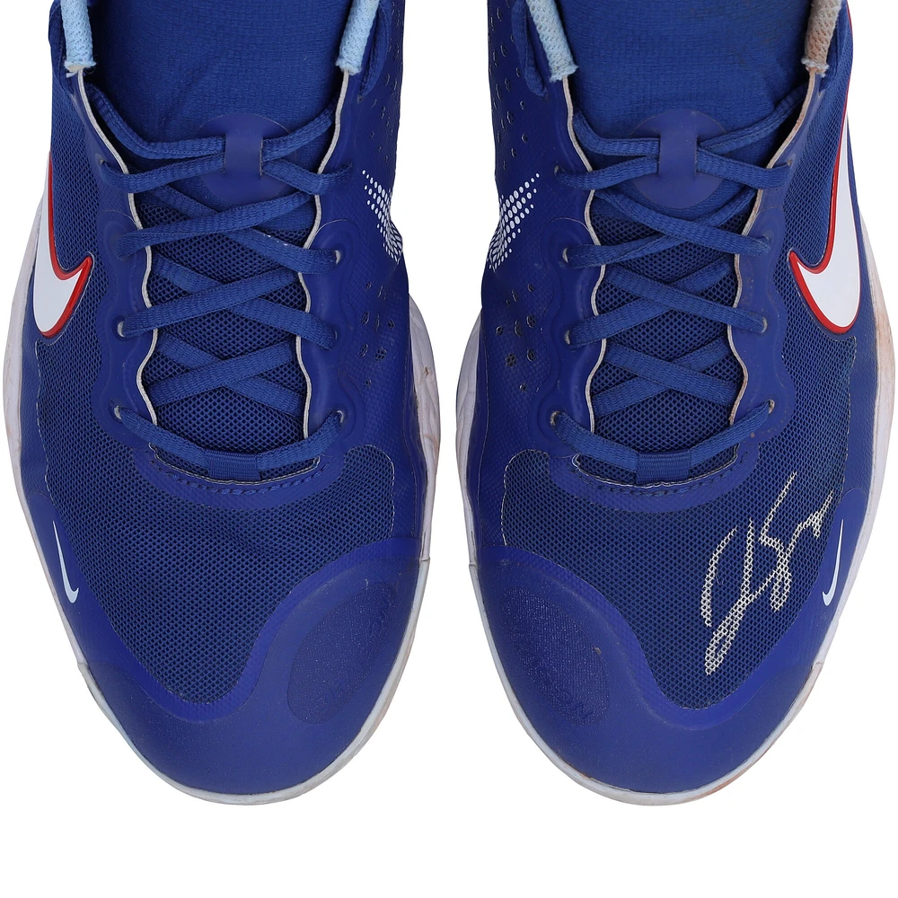 Chaussures à crampons Nike bleues autographiées par George Springer des Blue Jays de Toronto lors de la saison 2023 de la MLB