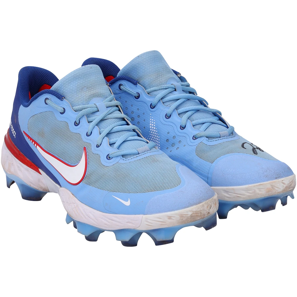 Chaussures à crampons Nike bleu clair autographiées par George Springer des Blue Jays de Toronto pour la saison 2023 de la MLB - RG13309551-52