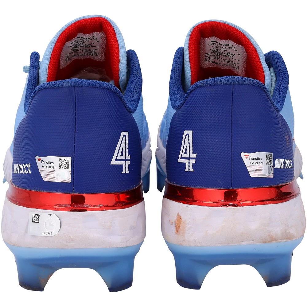 Chaussures à crampons Nike bleu clair autographiées par George Springer des Blue Jays de Toronto pour la saison 2023 de la MLB - RG13309551-52