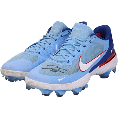 Chaussures à crampons Nike bleu clair autographiées par George Springer des Blue Jays de Toronto pour la saison 2023 de la MLB - RG13309551-52