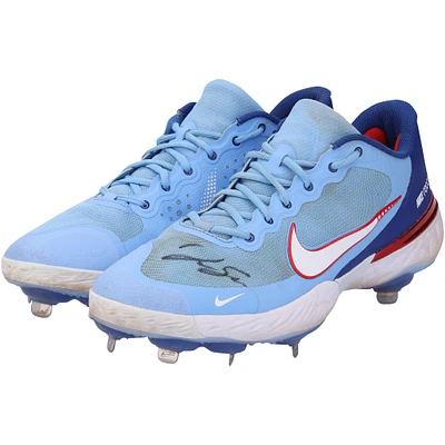 Chaussures à crampons Nike bleu clair dédicacées par George Springer des Blue Jays de Toronto lors de la saison 2023 de la MLB - RG13309555-56