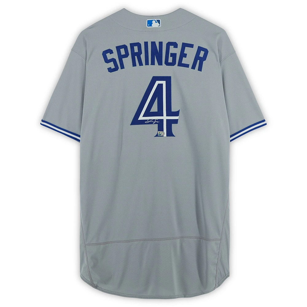Maillot Nike authentique gris autographié par George Springer des Blue Jays de Toronto