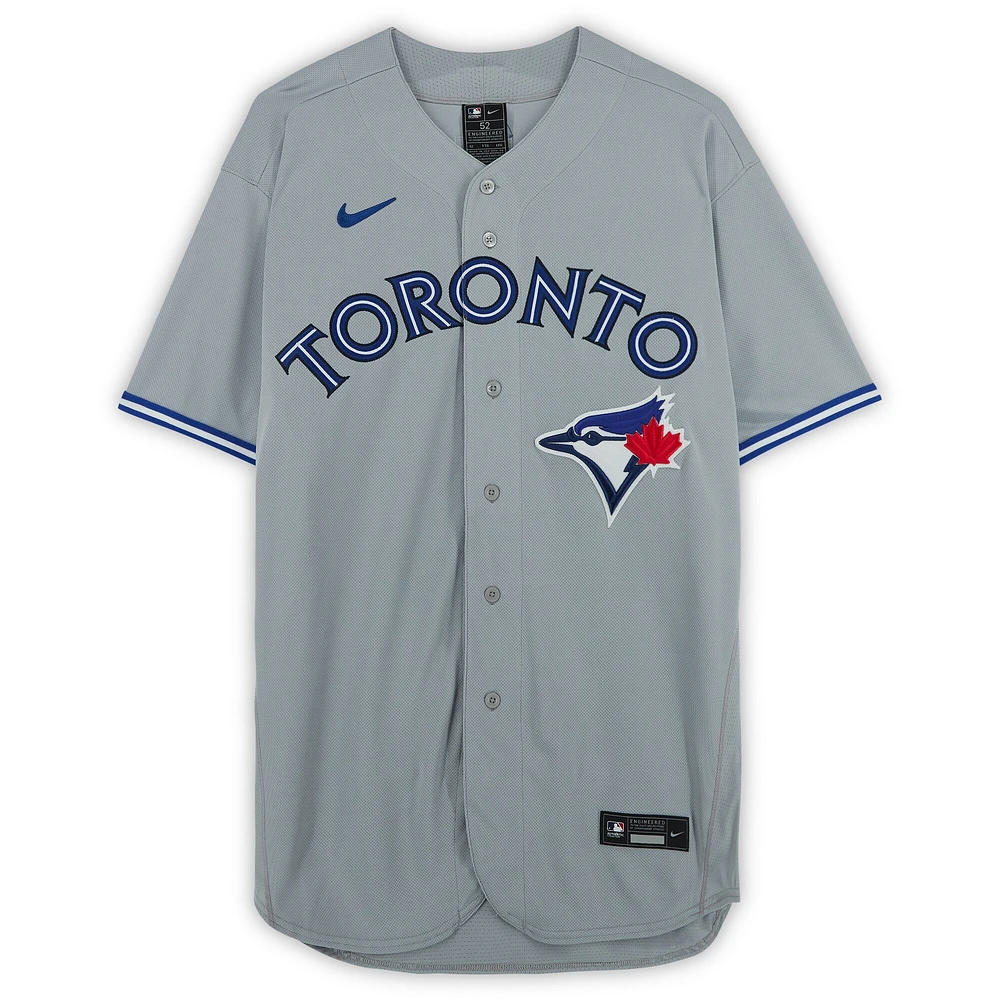 Maillot Nike authentique gris autographié par George Springer des Blue Jays de Toronto