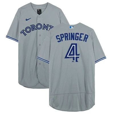 Maillot Nike authentique gris autographié par George Springer des Blue Jays de Toronto