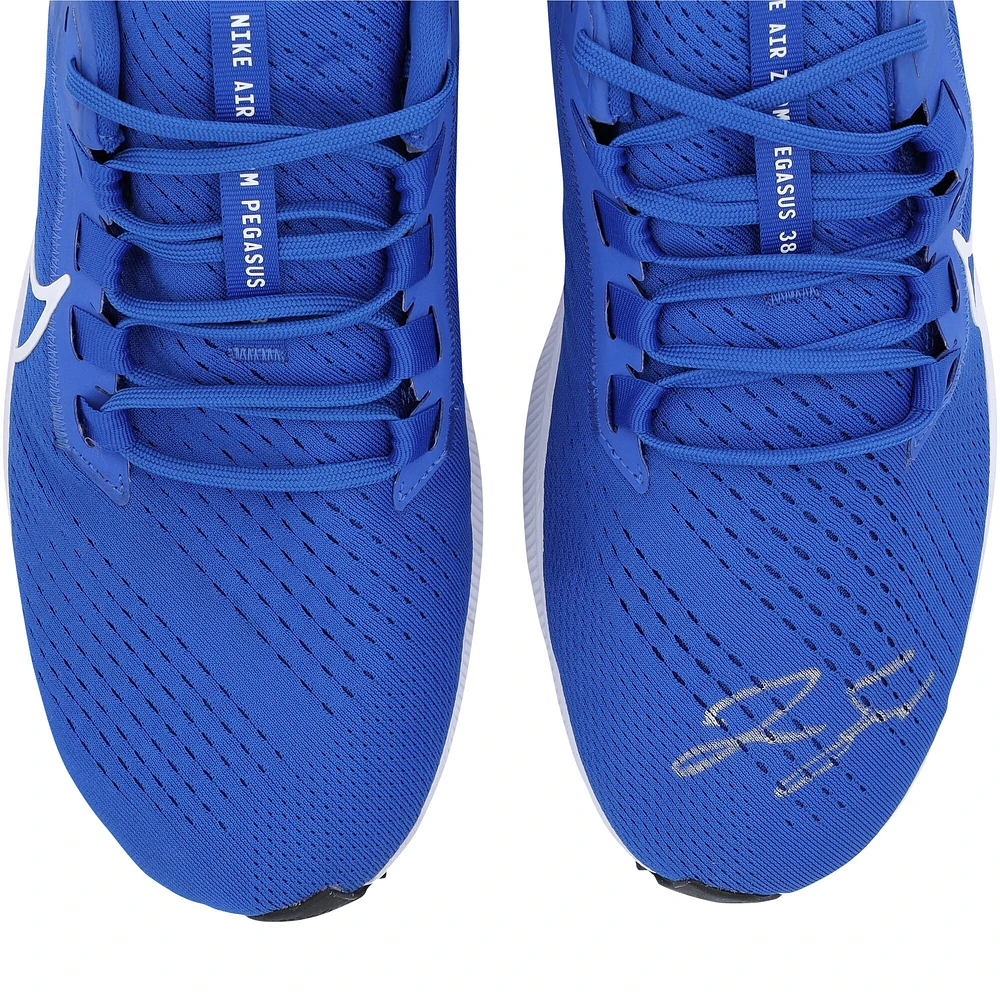 Chaussures Nike Zoom bleues autographiées par George Springer des Blue Jays de Toronto lors de la saison 2023 de la MLB