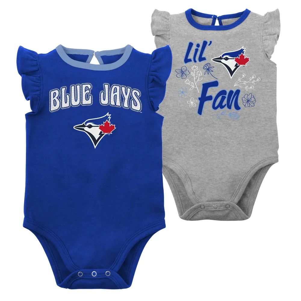 Outerstuff Girls Newborn & Infant Royal/Heather Gray Toronto Blue Jays  Little Fan - Two-Pack Bodysuit Set