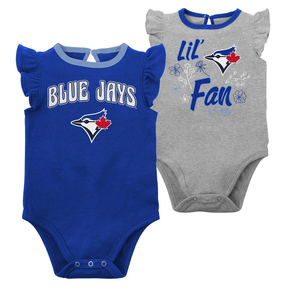 Girls Newborn & Infant Royal/Heather Gray Toronto Blue Jays Little Fan Two-Pack Bodysuit Set