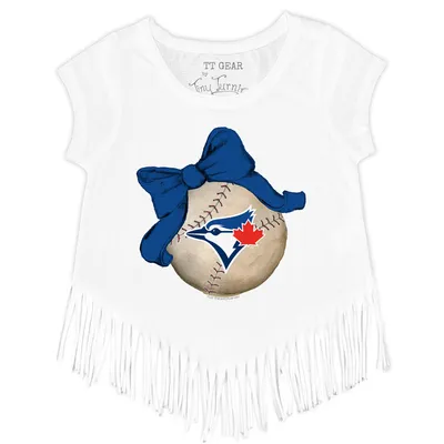 Toronto Blue Jays Tiny Turnip Girls Toddler Smores Fringe T-Shirt