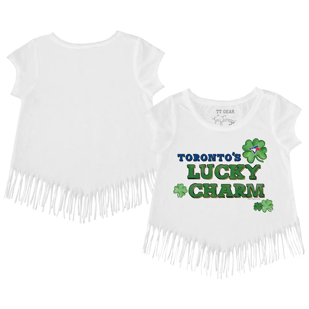 Women's Tiny Turnip White Toronto Blue Jays Baseball Babes T-Shirt Size: Small