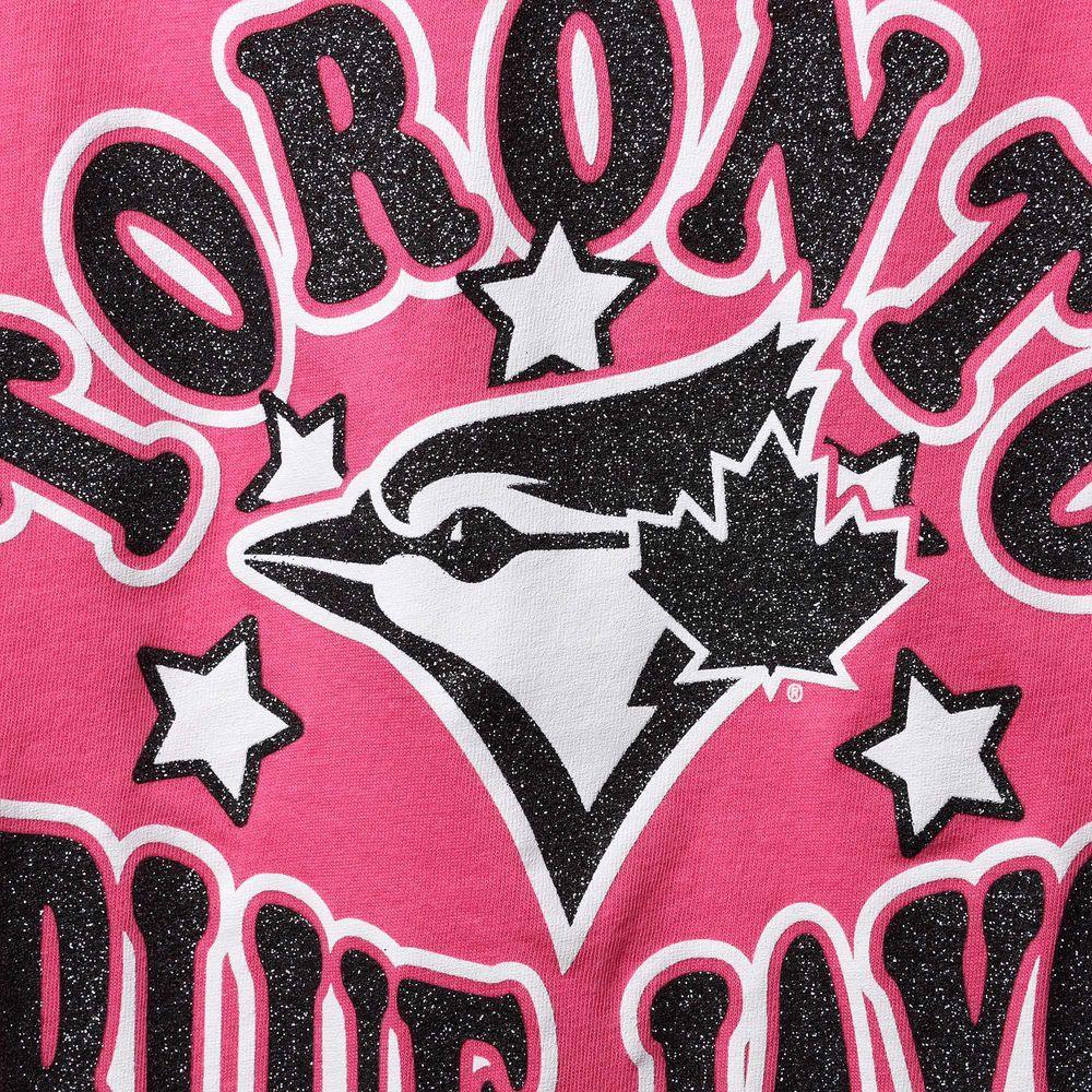 New Era Big Girls Pink Toronto Blue Jays Jersey Stars V-neck T