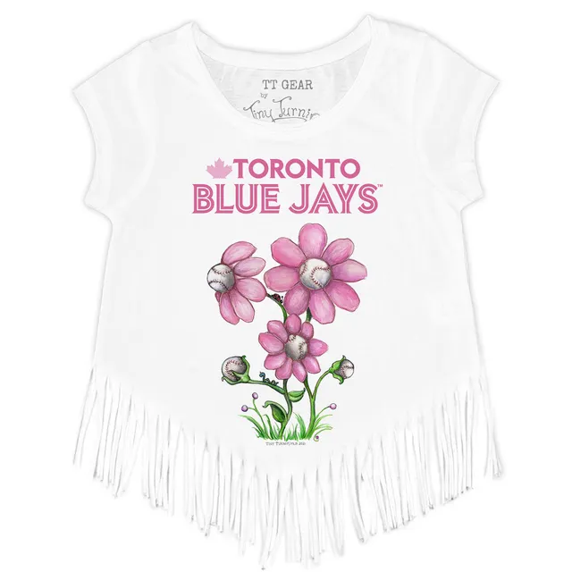 Infant Toronto Blue Jays Tiny Turnip White Baseball Bow T-Shirt