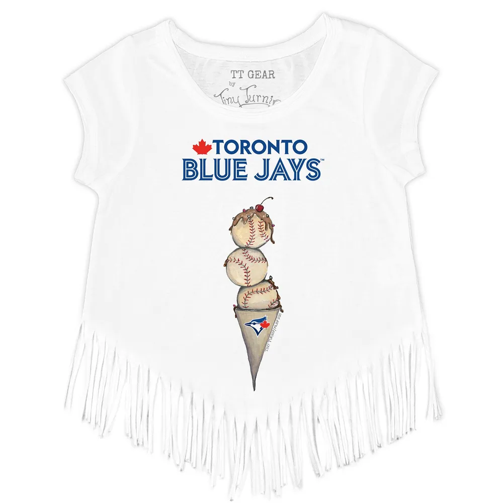 Lids Toronto Blue Jays Tiny Turnip Girls Youth Triple Scoop Fringe T-Shirt  - White