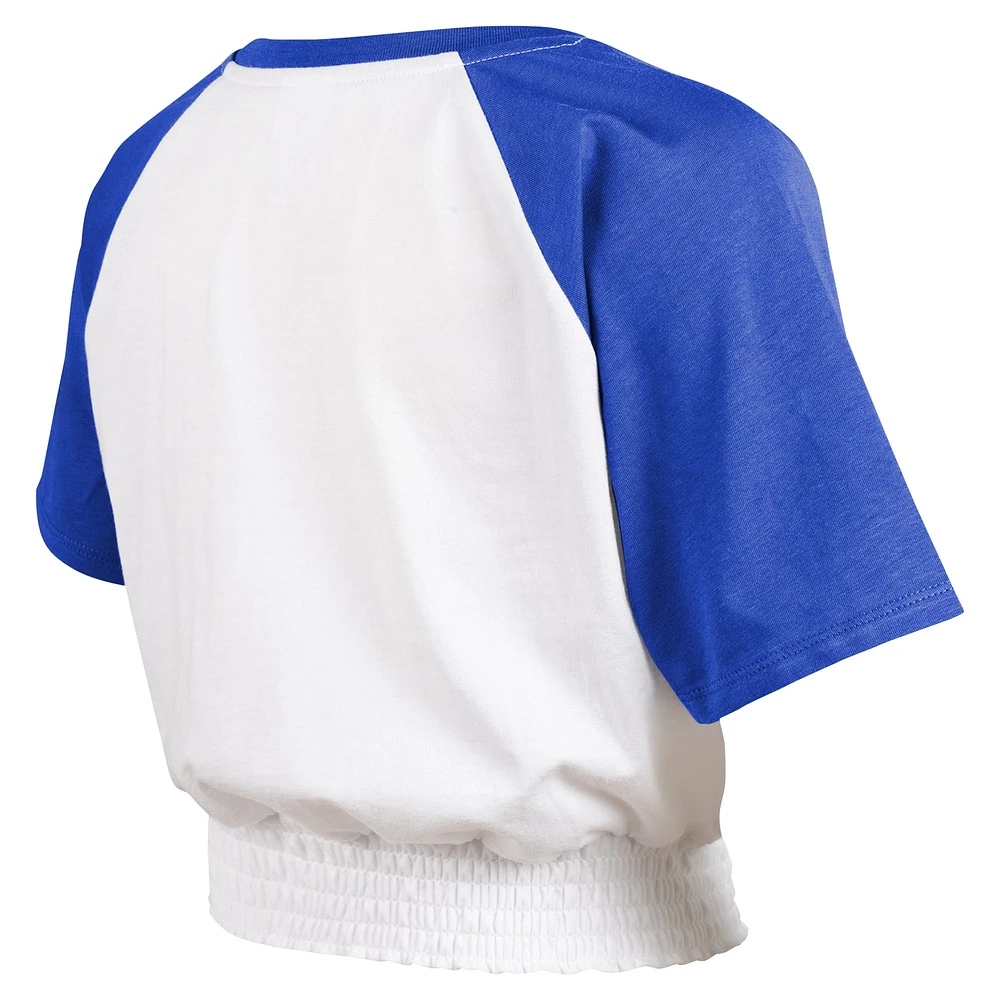 T-shirt raglan blanc pour jeunes filles des Blue Jays de Toronto sur la base