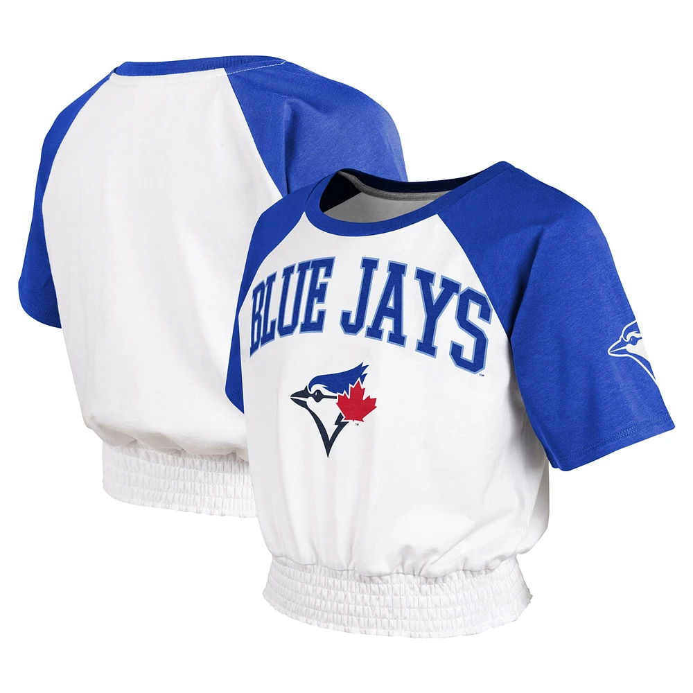 T-shirt raglan blanc pour jeunes filles des Blue Jays de Toronto sur la base