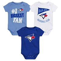 Ensemble de 3 bodys fan fanion Fanatics des Blue Jays Toronto pour bébé