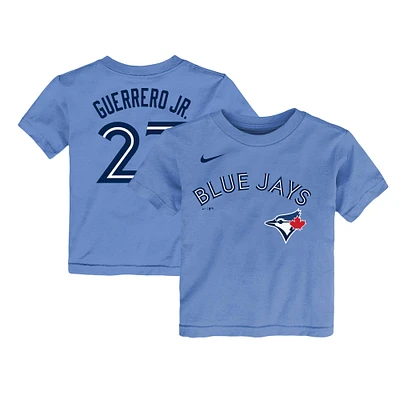 T-shirt Nike Vladimir Guerrero Jr. pour bébé, bleu poudre, nom et numéro des Blue Jays de Toronto