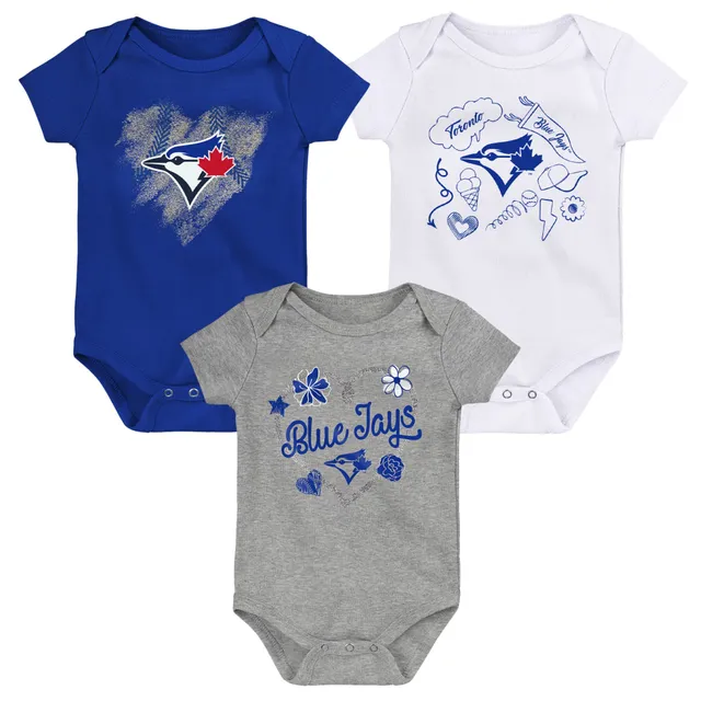 Toronto Blue Jays Newborn & Infant Minor League Player Three-Pack Bodysuit  Set - Royal/Powder Blue/White