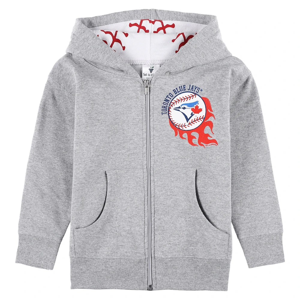 Infant Soft as a Grape Heather Gray Toronto Blue Jays Baseball Full-Zip Hoodie