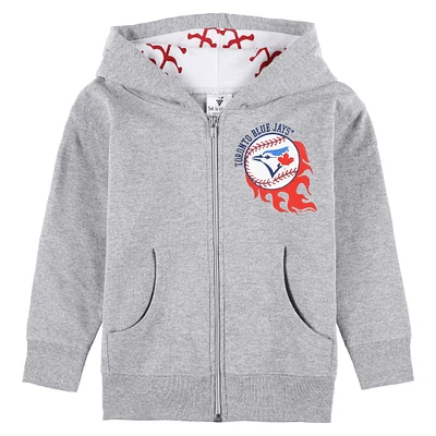 Infant Soft as a Grape Heather Gray Toronto Blue Jays Baseball Full-Zip Hoodie