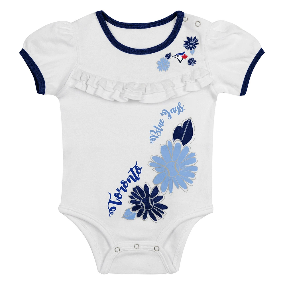 Infant  White Toronto Blue Jays Sweet Catcher 3-Piece Headband Skirt Set