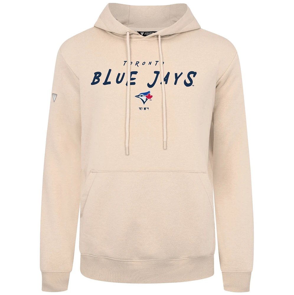 Men's Levelwear Cream Toronto Blue Jays Scratched Podium Pullover Hoodie
