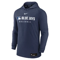 Men's Nike  Heather Navy Toronto Blue Jays Authentic Collection Tri-Blend Performance Pullover Hoodie