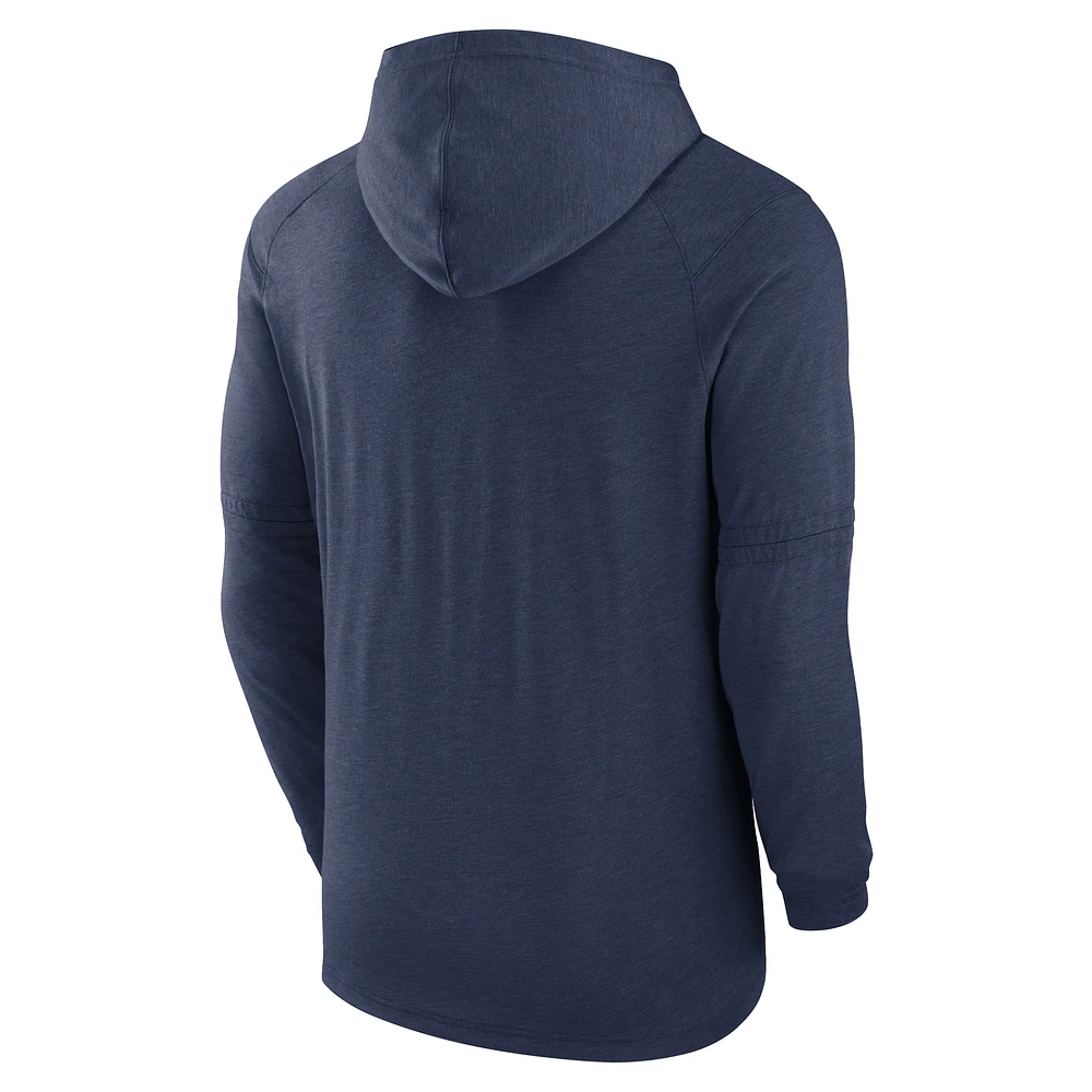 Men's Nike  Heather Navy Toronto Blue Jays Authentic Collection Tri-Blend Performance Pullover Hoodie