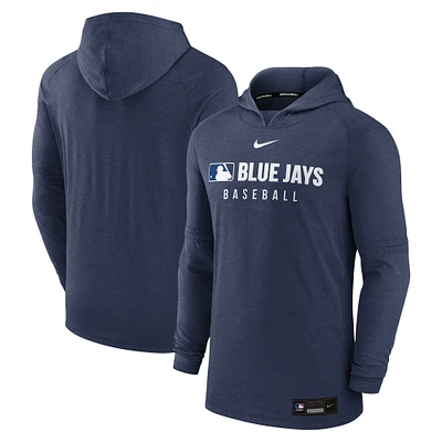 Men's Nike  Heather Navy Toronto Blue Jays Authentic Collection Tri-Blend Performance Pullover Hoodie