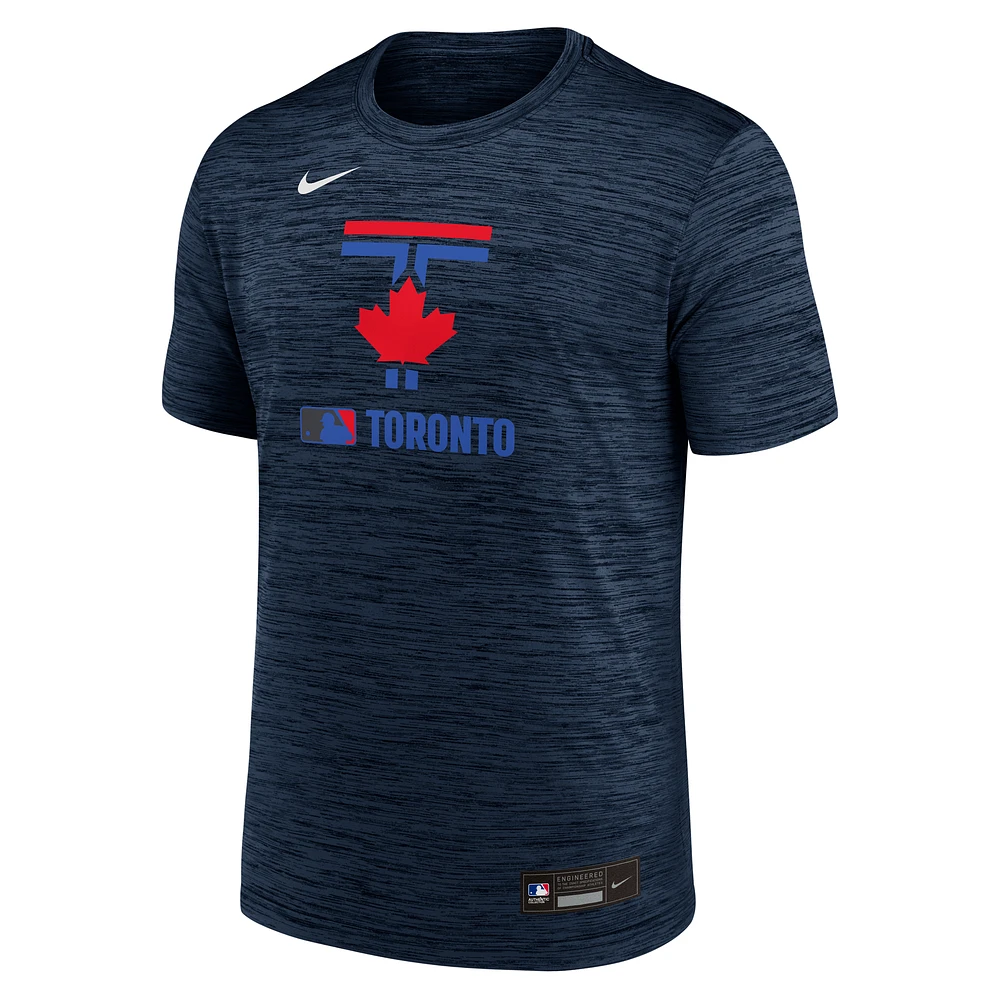T-shirt Nike bleu marine Toronto Blue Jays Authentic Collection City Connect Velocity Performance pour homme