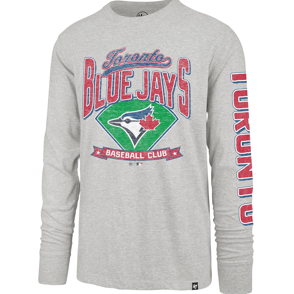 T-shirt à manches longues Fair Ball Franklin des Blue Jays de Toronto pour homme, gris, 1947