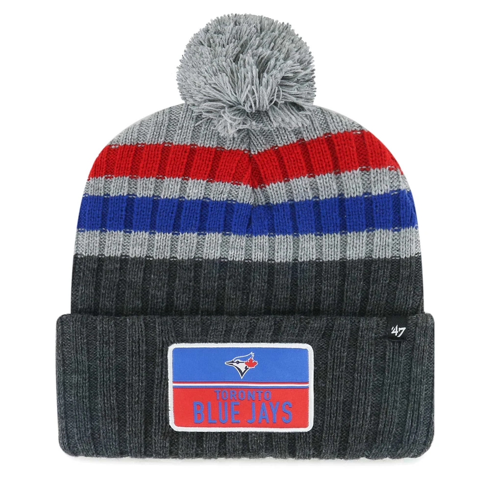 Bonnet en tricot à revers pile '47 gris des Blue Jays de Toronto pour hommes avec pompon