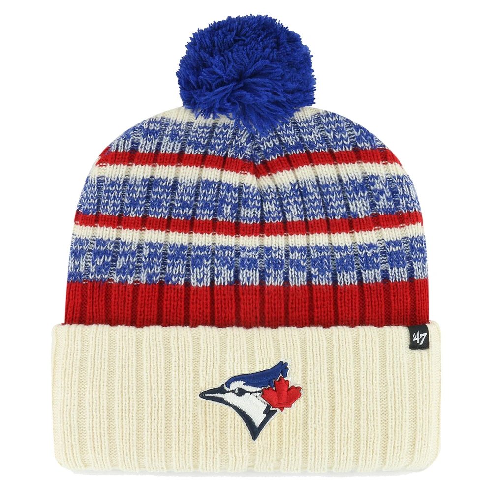 Men's '47 Natural Toronto Blue Jays Tavern Cuffed Knit Hat with Pom