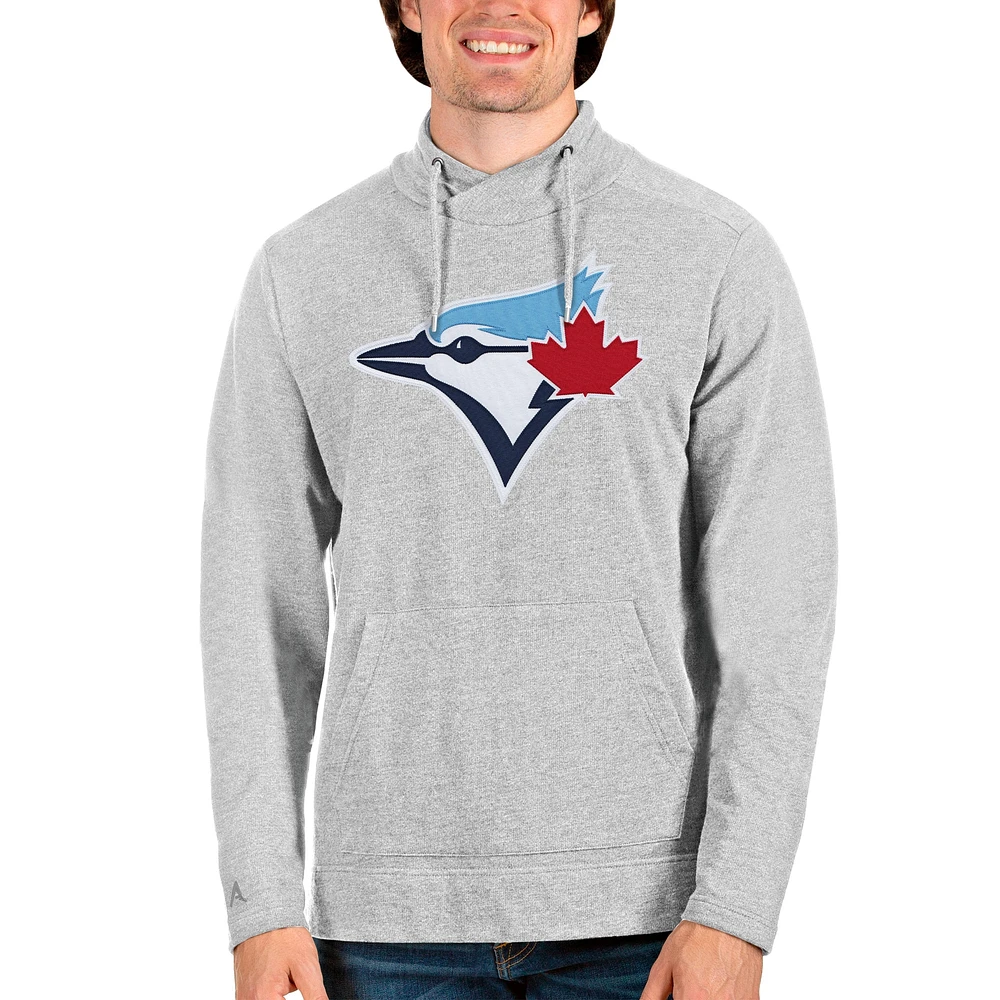 Men's Antigua Heathered Gray Toronto Blue Jays Reward Pullover Sweatshirt