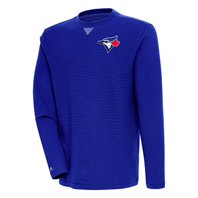Men's Antigua  Royal Toronto Blue Jays Flier Bunker Pullover Sweatshirt