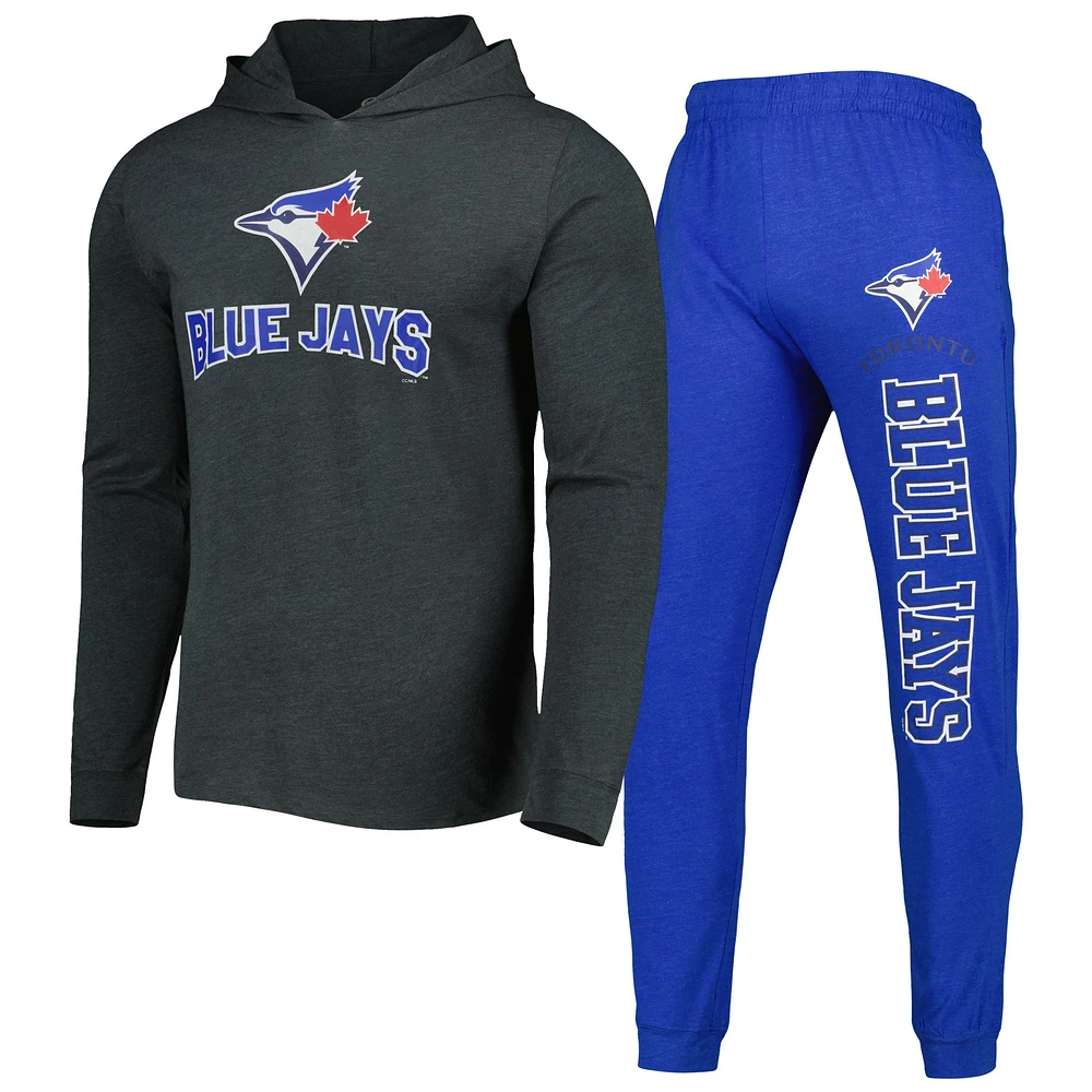 Ensemble à capuchon et pantalon de jogging Concepts Sport Heather Royal/Heather Charcoal Toronto Blue Jays pour hommes