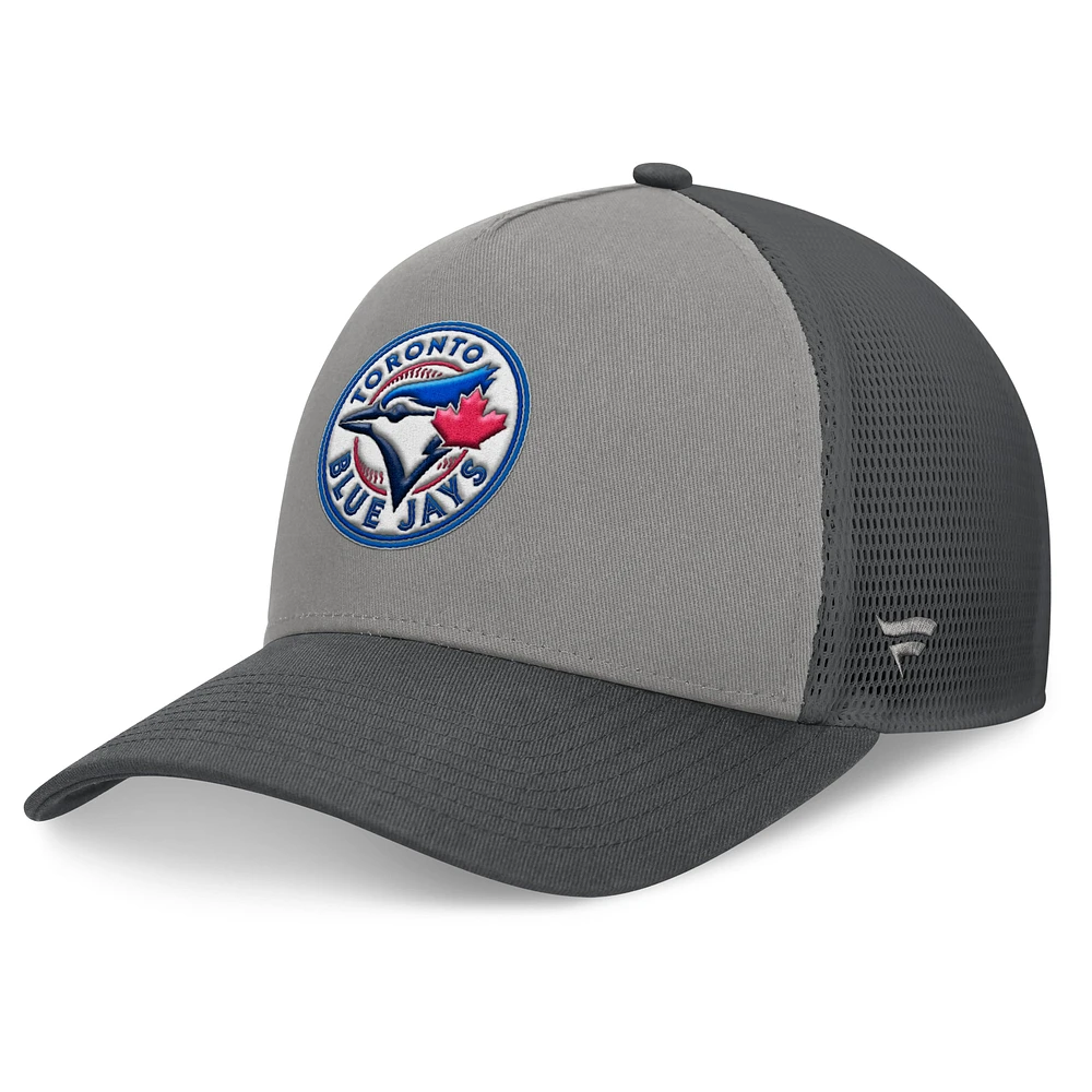 Casquette réglable de camionneur A-Frame des Blue Jays de Toronto Fanatics gris/graphite pour hommes