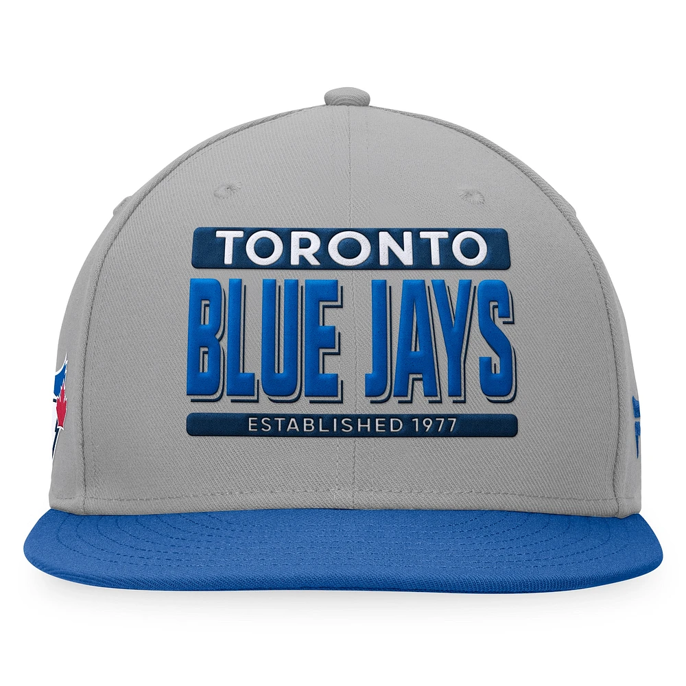 Men's Fanatics Gray/Royal Toronto Blue Jays Line Drive Two-Tone Snapback Hat