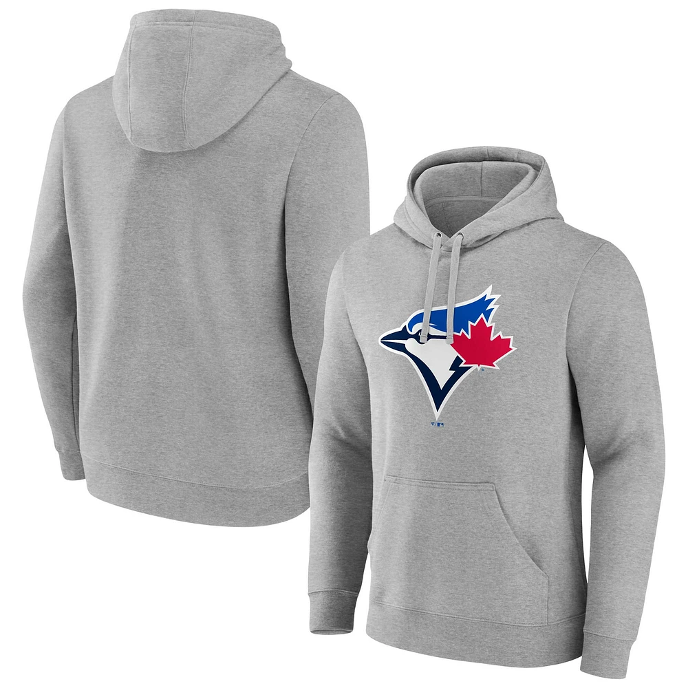 Men's Fanatics  Heather Gray Toronto Blue Jays Official Logo Pullover Hoodie