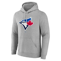 Men's Fanatics  Heather Gray Toronto Blue Jays Official Logo Pullover Hoodie