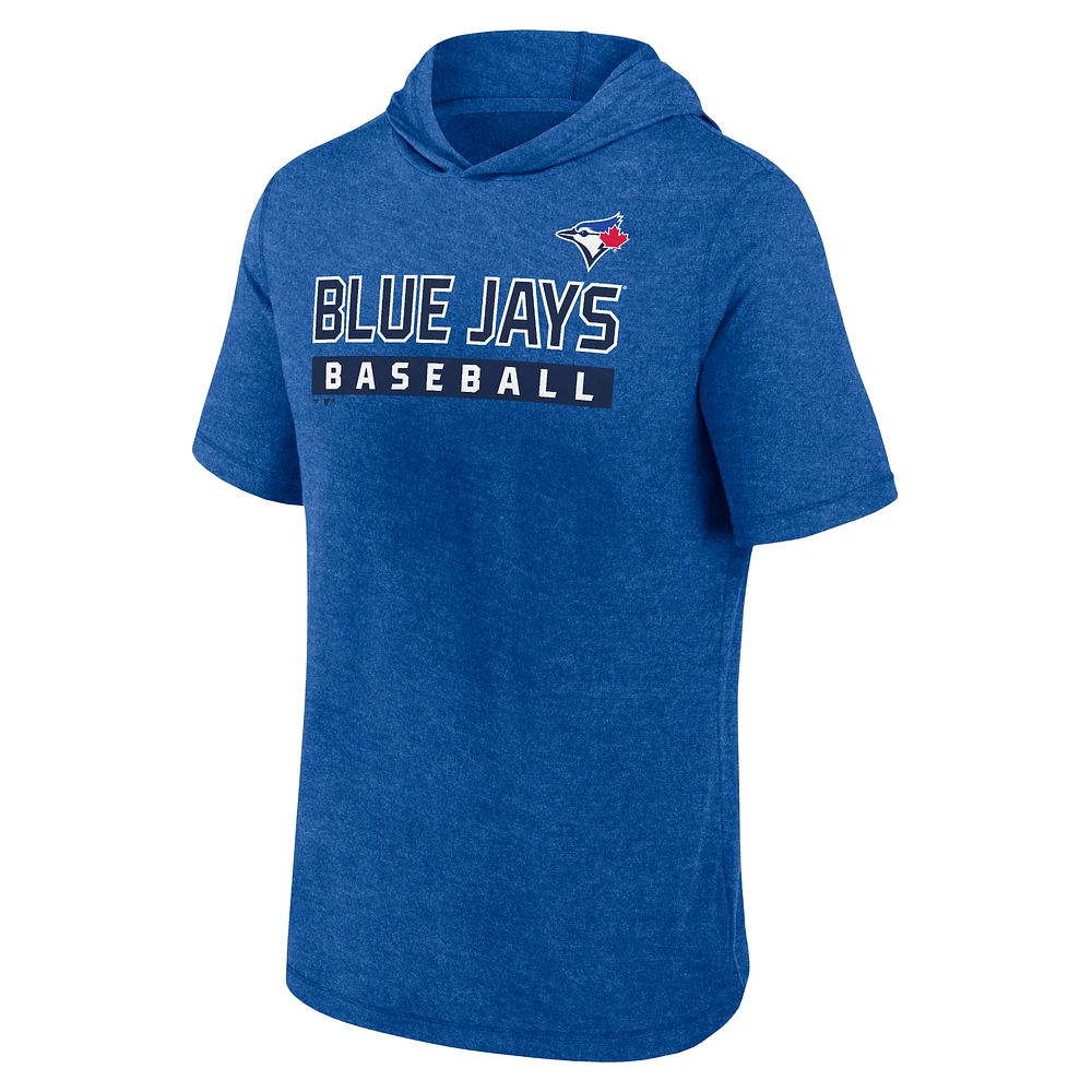 Chandail à capuchon manches courtes Push Fanatics Heather Royal Toronto Blue Jays pour hommes