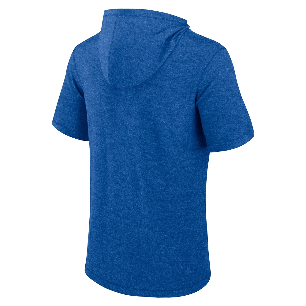 Chandail à capuchon manches courtes Push Fanatics Heather Royal Toronto Blue Jays pour hommes