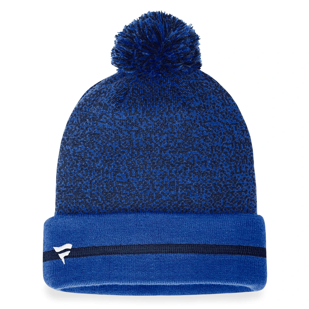 Bonnet en tricot à revers Space-Dye Fanatics Royal/Navy Toronto Blue Jays pour hommes avec pompon